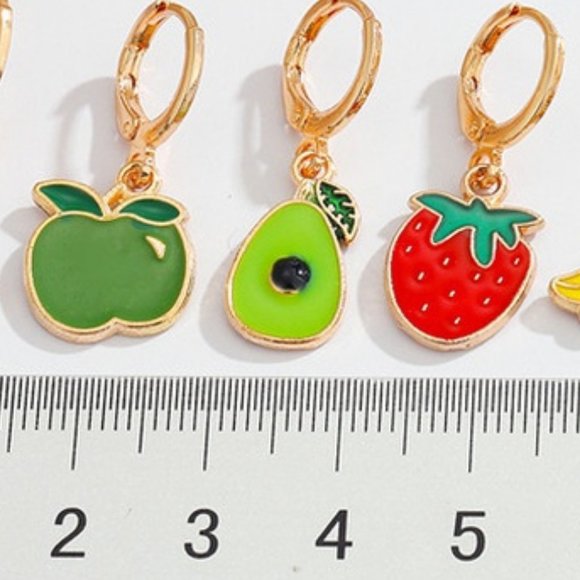 **NEW! SWEET STRAWBERRY Gold Hoop EARRINGS!! FUN FLIRTY! Minimalist Dainty - Picture 4 of 5